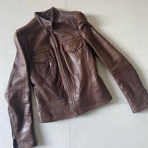 Vintage Danier Brown Leather Lined Moto jacket